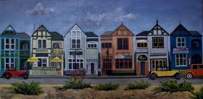 "Six Sisters, Napier" - Acrylic - A commission on boxed canvas - Painting by Christine Parnell, an artist from Hawke's Bay, New Zealand.