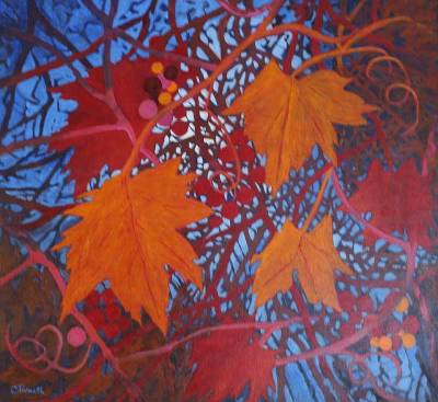 "Autumn Grapes" - Acrylic - Painting by Christine Parnell, an artist from Hawke's Bay, New Zealand.