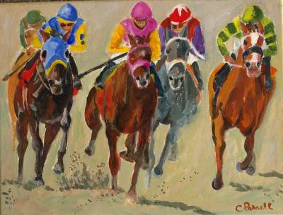 "...and they're racing..." - Acrylic - Painting by Christine Parnell, an artist from Hawke's Bay, New Zealand.