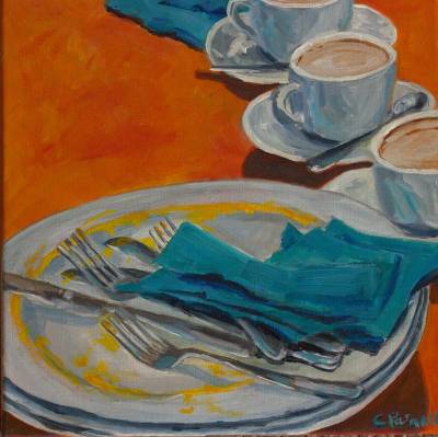 "After Eggs Benedict" - Acrylic - Painting by Christine Parnell, an artist from Hawke's Bay, New Zealand.