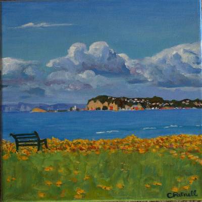 "Napier Across the Bay" - Acrylic - Painting by Christine Parnell, an artist from Hawke's Bay, New Zealand.