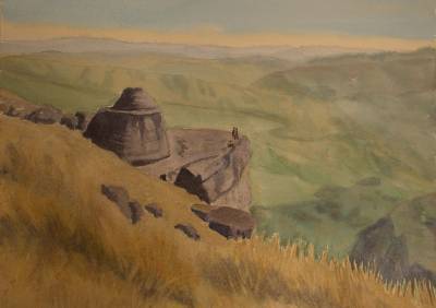 "Bell Rock" - in Hawkes Bay at the top of the Maungaharuru Range - Painting by Christine Parnell, an artist from Hawke's Bay, New Zealand.