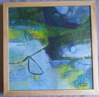 "Gingerly She Steps" - On framed wooden panel - Mixed Media by Christine Parnell, an artist from Hawke's Bay, New Zealand.